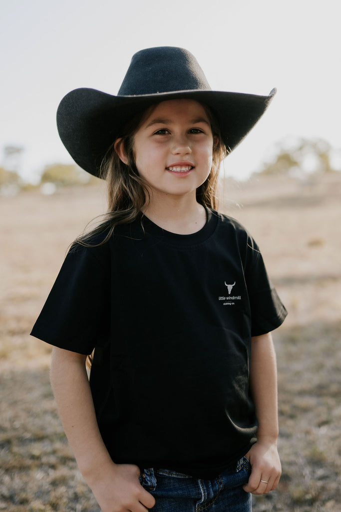 LWCC Kids Printed Tee - Storm Black-Little Windmill Clothing Co