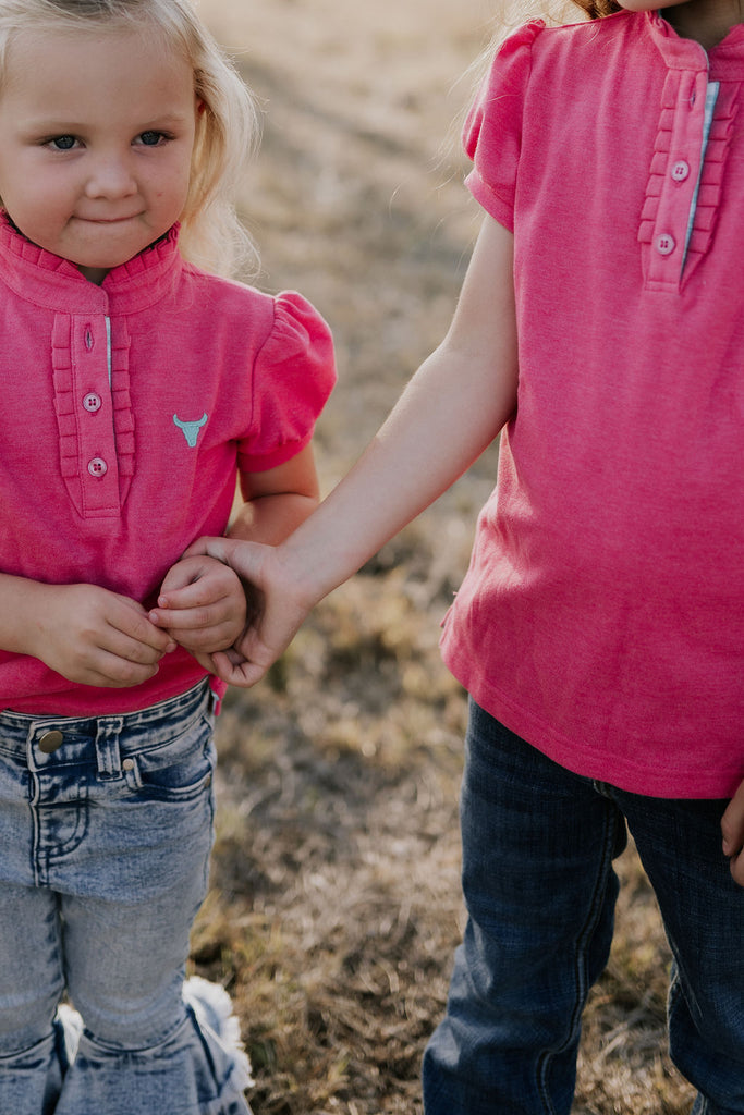 "Bree Baby" Pink Contrast Baby Polo Romper-Little Windmill Clothing Co