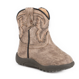 Cowbaby Eastwood smokey grey roper boots showing classic baby western boots in smokey grey with roper style