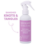 MooGoo natural detangling spray bottle showing natural hair care product for children and families