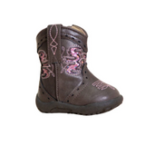 Cowbaby Lexi chocolate glitter roper boots showing charming brown glitter cowboy boots for babies