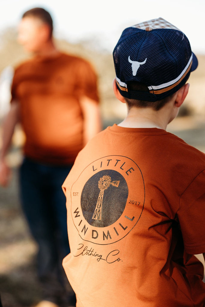 Printed LWCC Kids Tee - Rust-Little Windmill Clothing Co