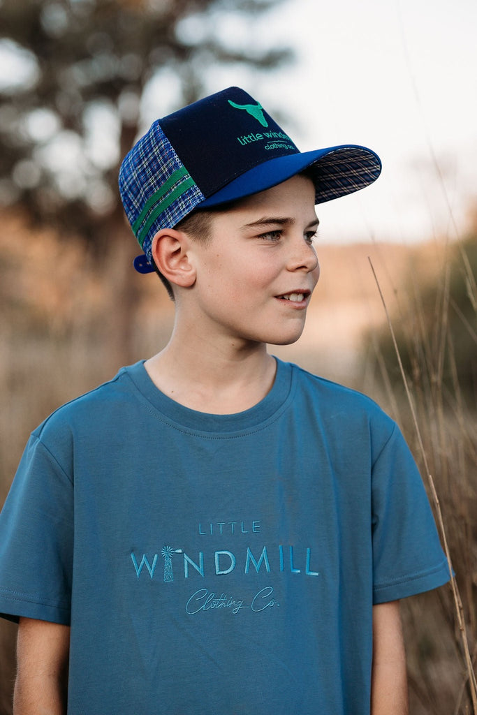 LWCC Kids Tee - Steel Blue-Little Windmill Clothing Co