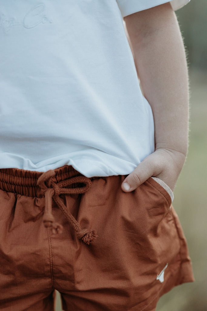 "Must Have" Rust Cotton Detailed Shorts-Little Windmill Clothing Co