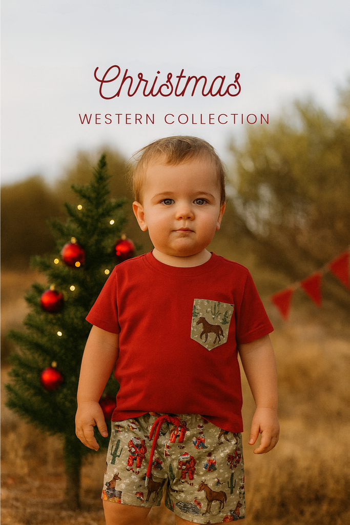 PRE-ORDER - KIDS SET Western Christmas PJ's-Little Windmill Clothing Co