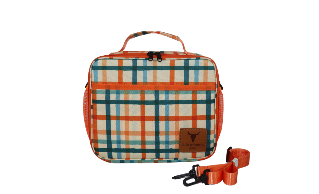 Insulated Lunch/Storage Bag - Orange Check-Little Windmill Clothing Co