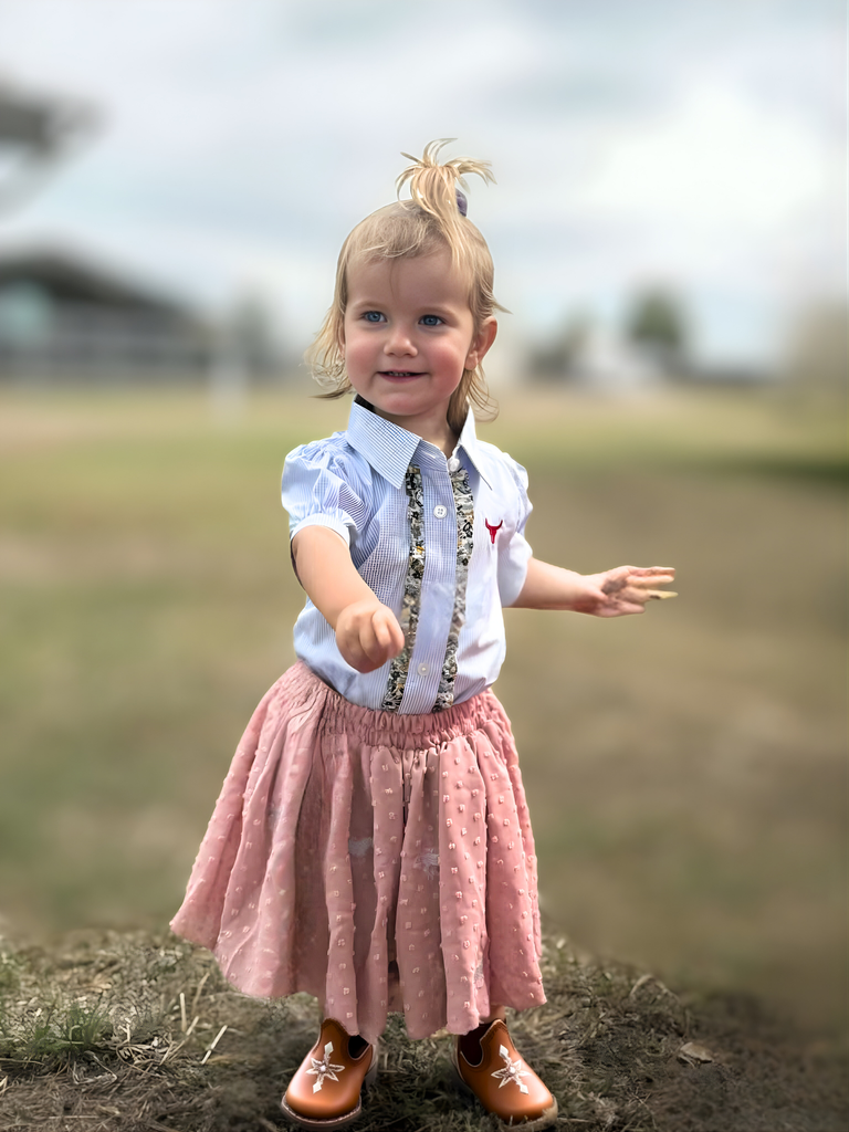 DISCOUNTED "Bella" Soft Dust Pink Textured Tutu-Little Windmill Clothing Co