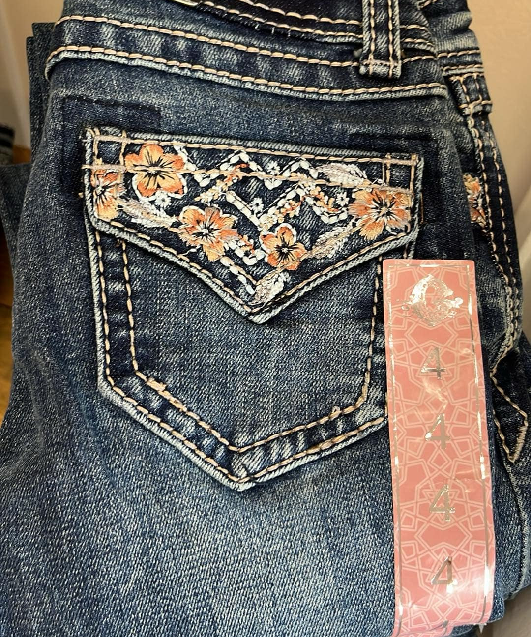 Grace In La girls double pocket jeans showing stylish denim with practical double pocket design