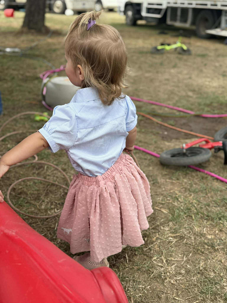 DISCOUNTED "Bella" Soft Dust Pink Textured Tutu-Little Windmill Clothing Co