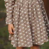 "Miley" Horse Print Chocolate Dress-Little Windmill Clothing Co