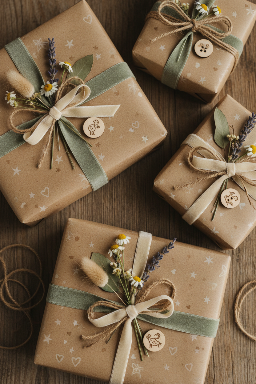Beautiful gift wrap on a neatly wrapped gift box enhancing gift giving