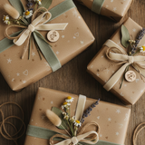 Beautiful gift wrap on a neatly wrapped gift box enhancing gift giving