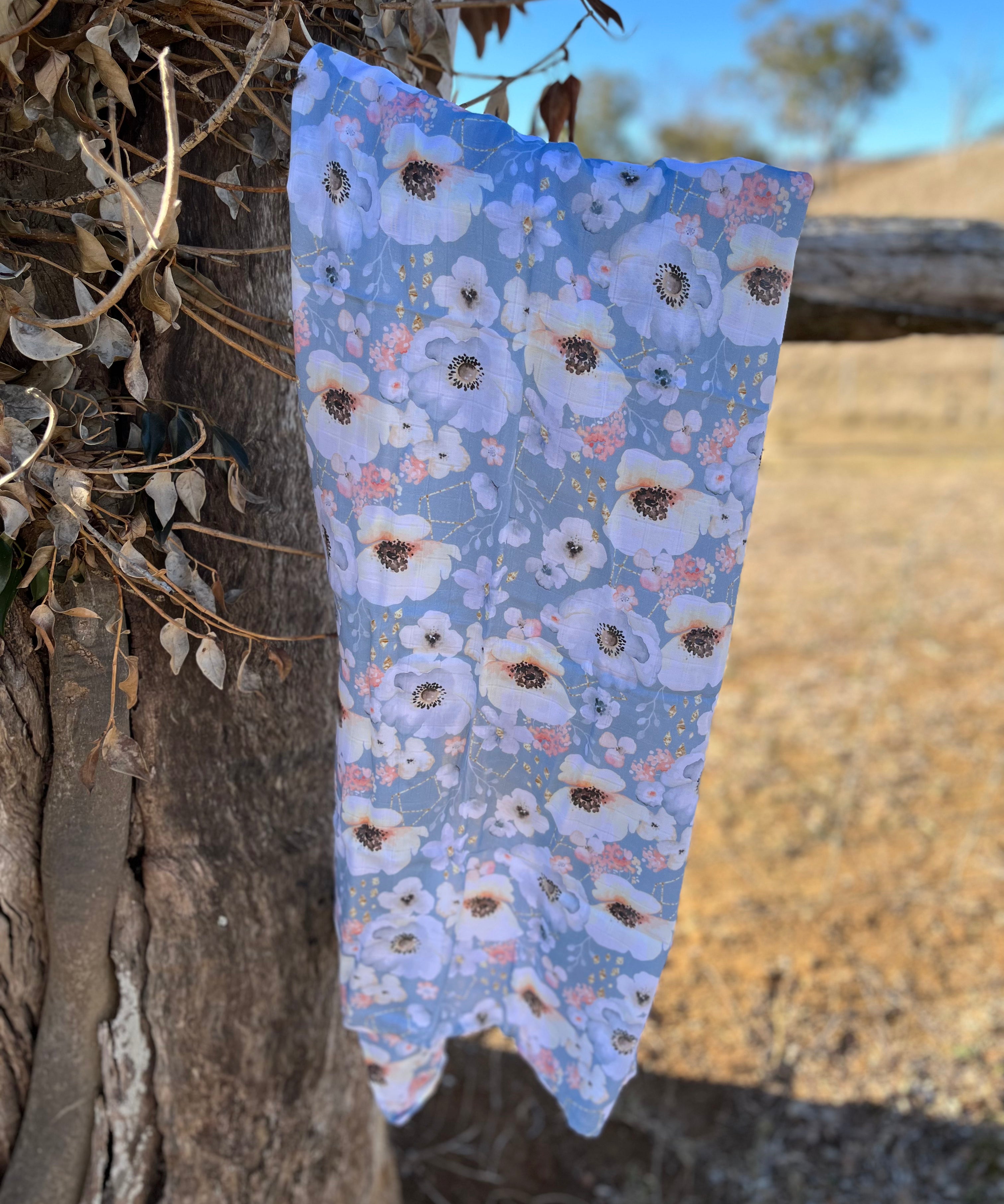 Organic Floral Fresh Bamboo Cotton Swaddle-Little Windmill Clothing Co