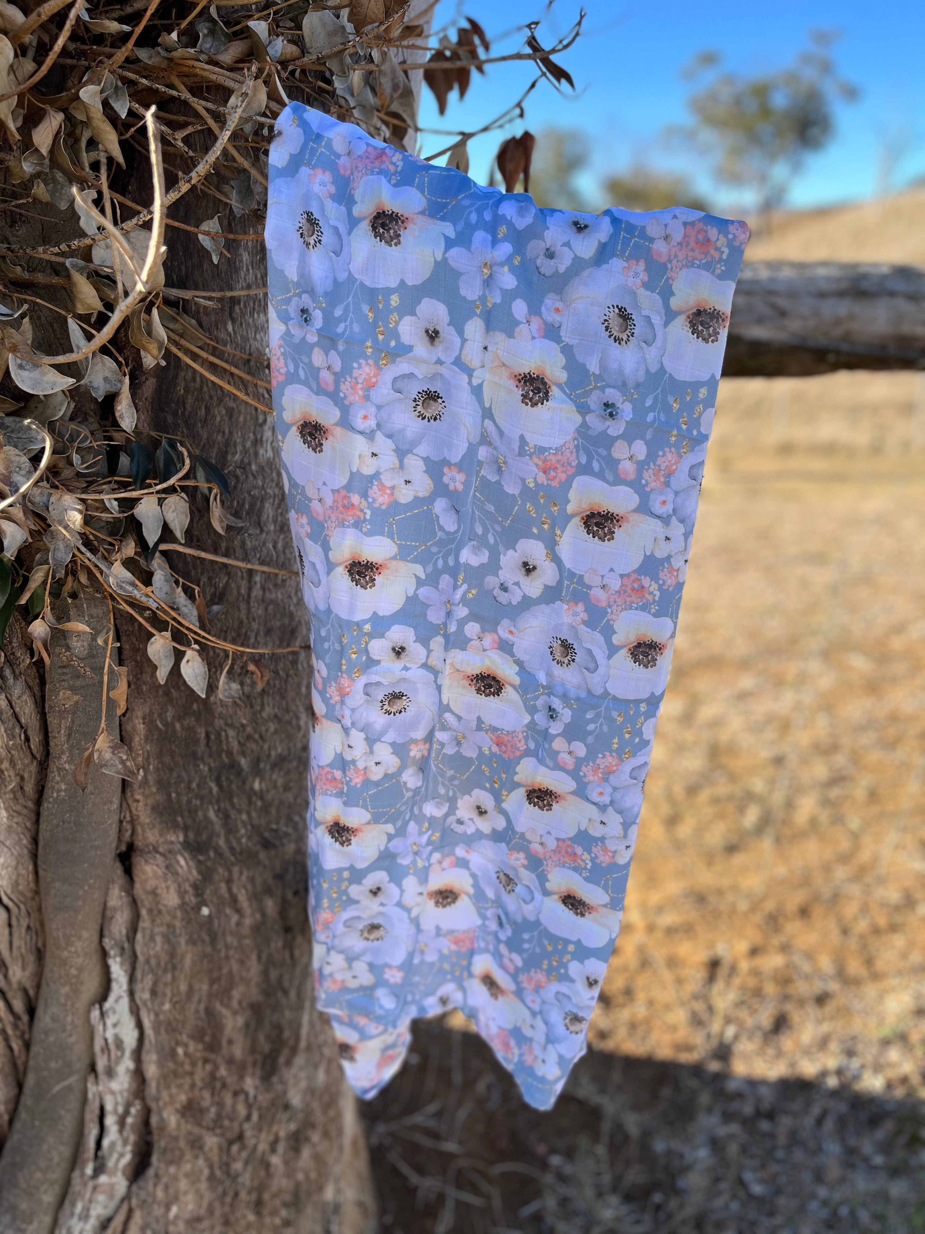 Organic Floral Fresh Bamboo Cotton Swaddle-Little Windmill Clothing Co