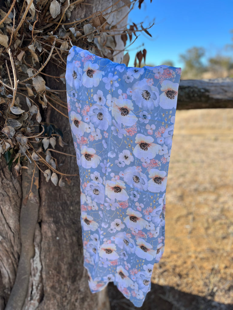 Organic Floral Fresh Bamboo Cotton Swaddle-Little Windmill Clothing Co