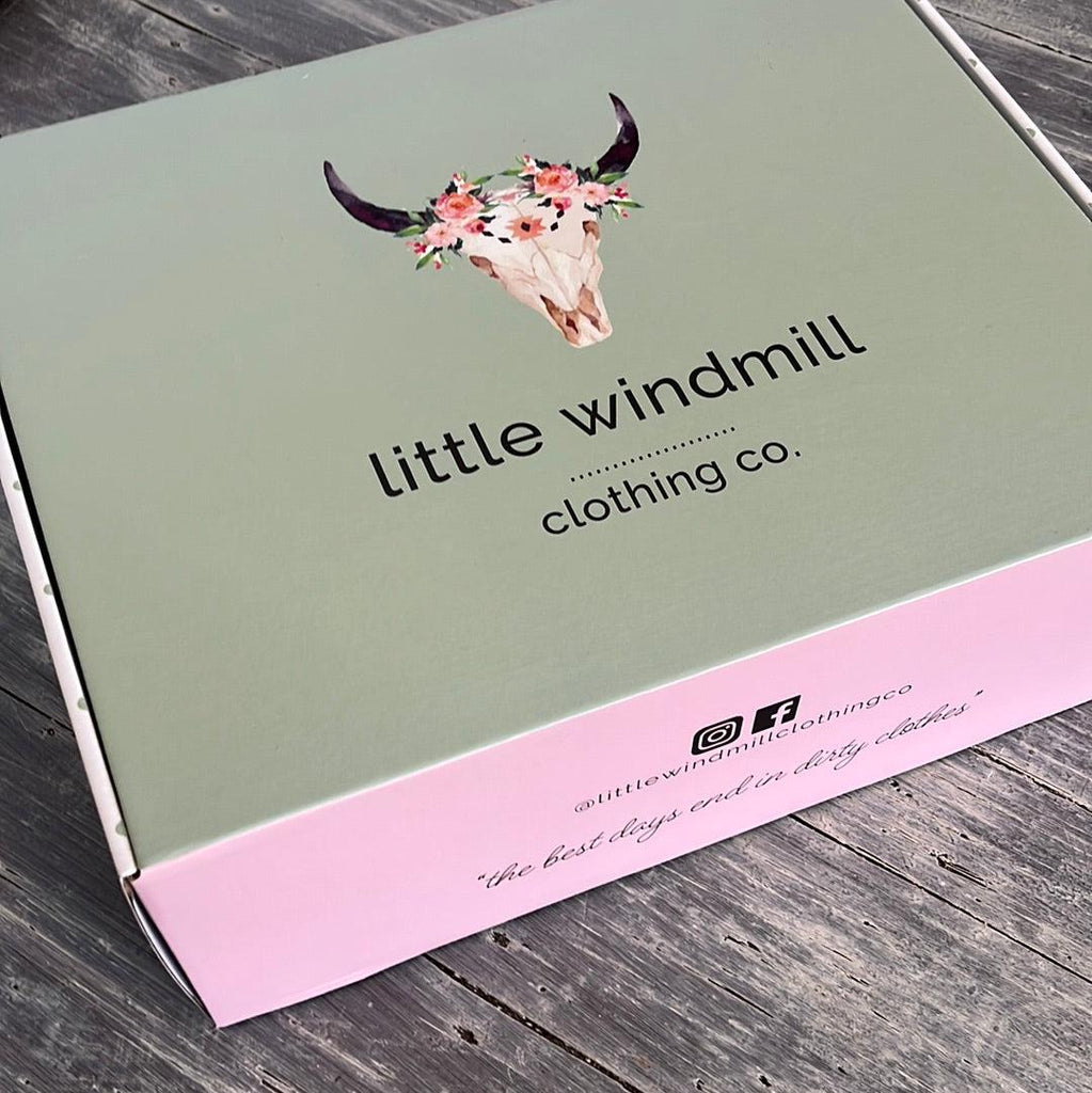 Branded Gift Box with Ribbon-Little Windmill Clothing Co