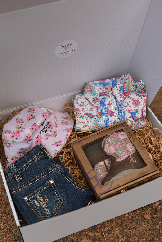 Branded Gift Box with Ribbon-Little Windmill Clothing Co