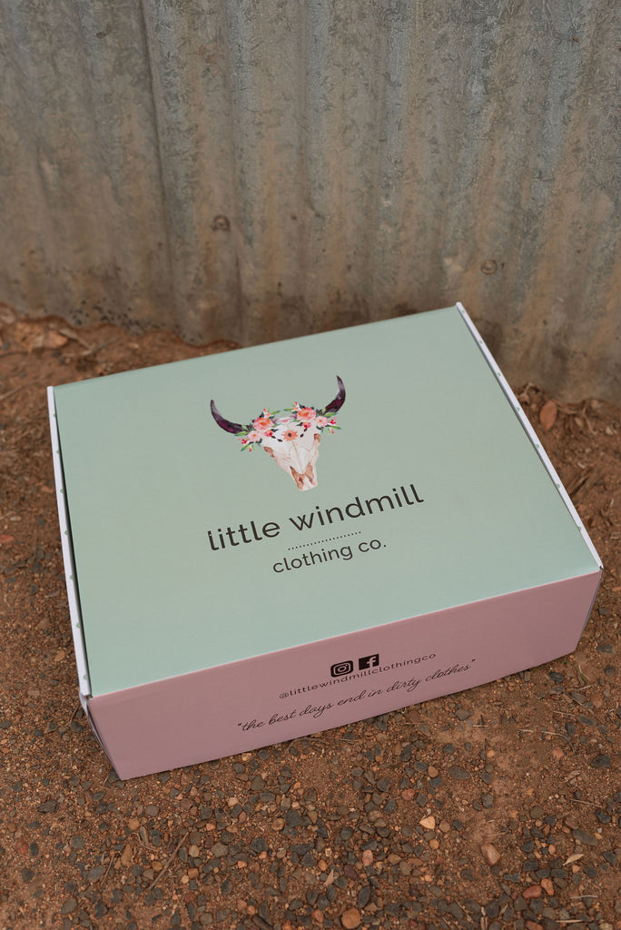 Branded Gift Box with Ribbon-Little Windmill Clothing Co