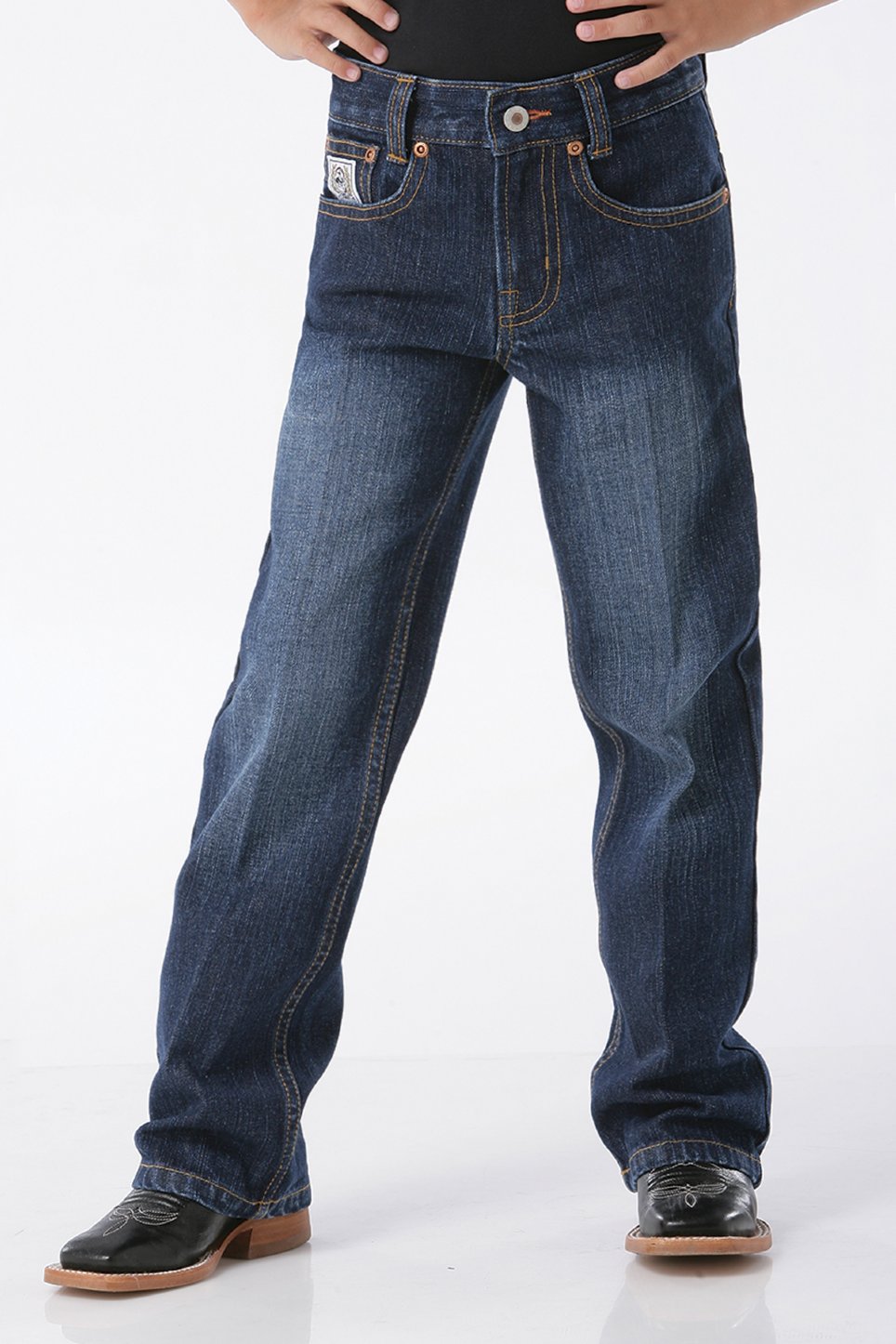 Cinch toddler/kids dark wash slim fit jeans with adjustable waistband and five pockets