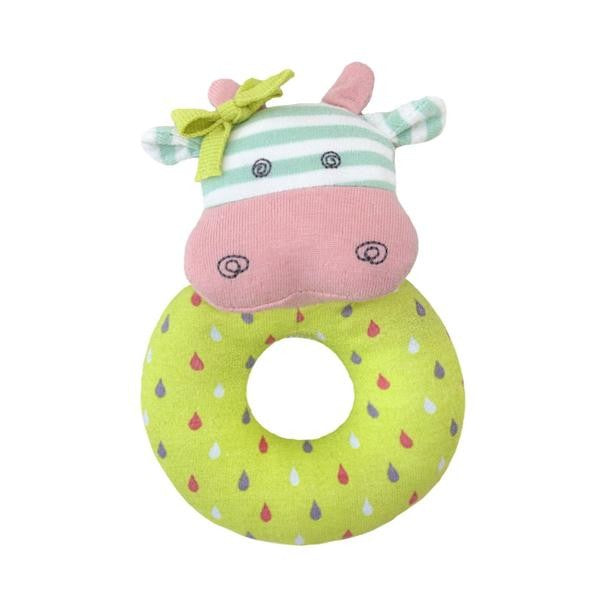 Belle Cow Organic Rattle soft teething toy made from 100% organic cotton for babies