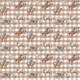 Cowboy Up fitted cot sheet flatlay showing full cowboy print design and elastic edge