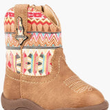 Cowbaby Azteca Roper Boots for babies with tan vintage leather and extra grip soles