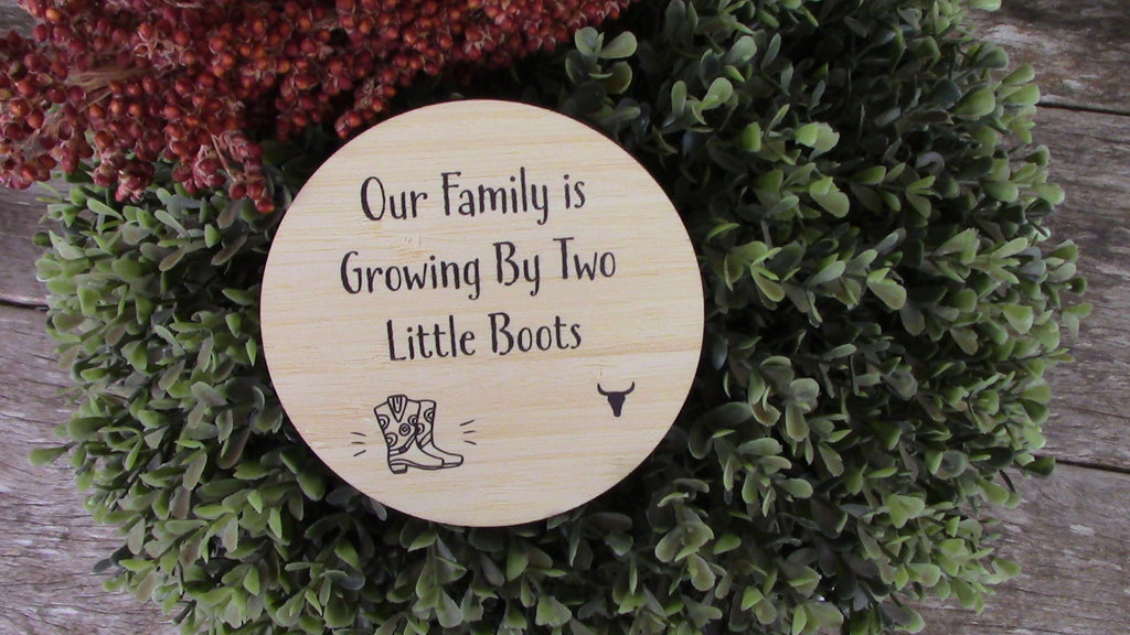 Growing By Two Little Boots Wooden Plaque-Little Windmill Clothing Co
