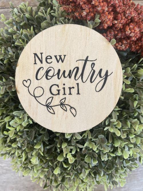 New Country Girl Wooden Plaque-Little Windmill Clothing Co