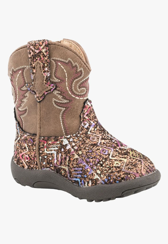 Cowbaby Aztec Glitter Roper Boots-Little Windmill Clothing Co